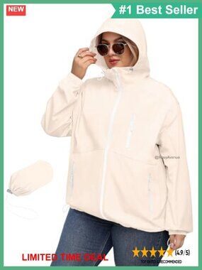 Plus Size Waterproof Hooded Rain Jacket Windproof Outdoor Coat
